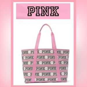 Victoria’s Secret Striped PINK Logo Tote Bag 2025 Fall Weekend Bag NWT